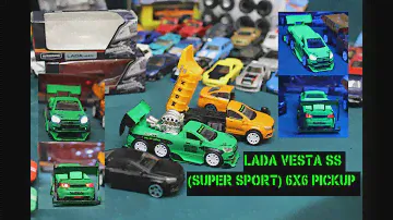 Тюнинг модели.1:60 LADA VESTA SS (Super Sport) 6x6 PICKUP.Autogrand.LED Custom.Working Headlights