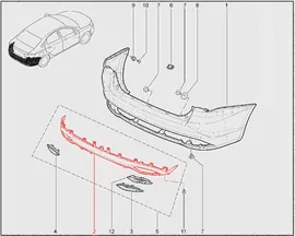 Накладка заднего бампера нижняя для Lada Vesta NG