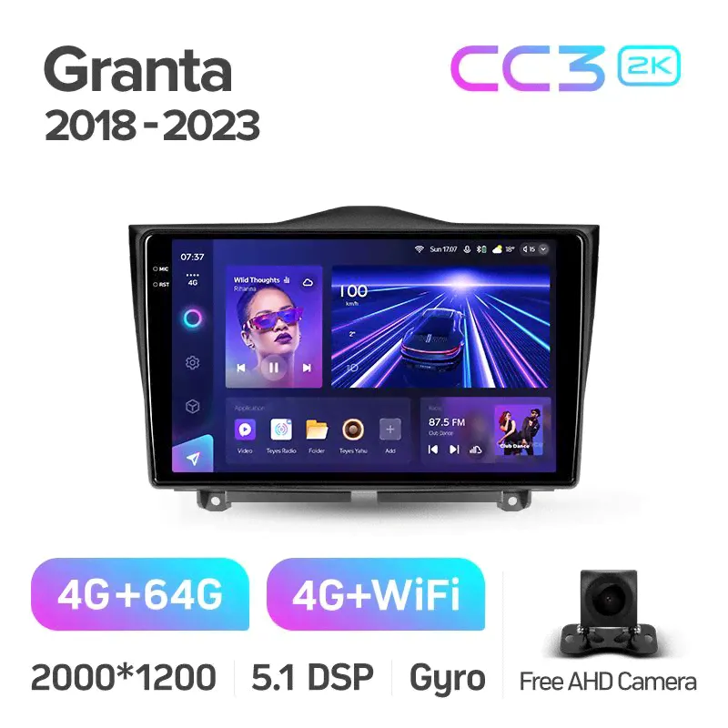 Штатная магнитола Teyes CC3 2K для LADA Granta Cross 2018-2019 на Android 10-0
