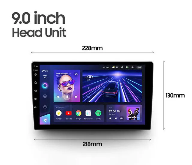 Рамка + провода для Lada Granta 2011-2018, Android, Teyes, 9”-0