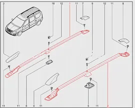 Рейлинги крыши для Lada Largus